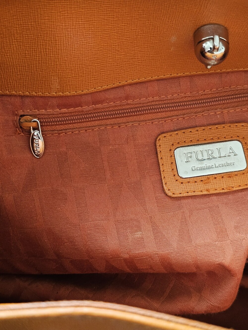 Furla Cognac Leather Satchel - Picture 9 of 11